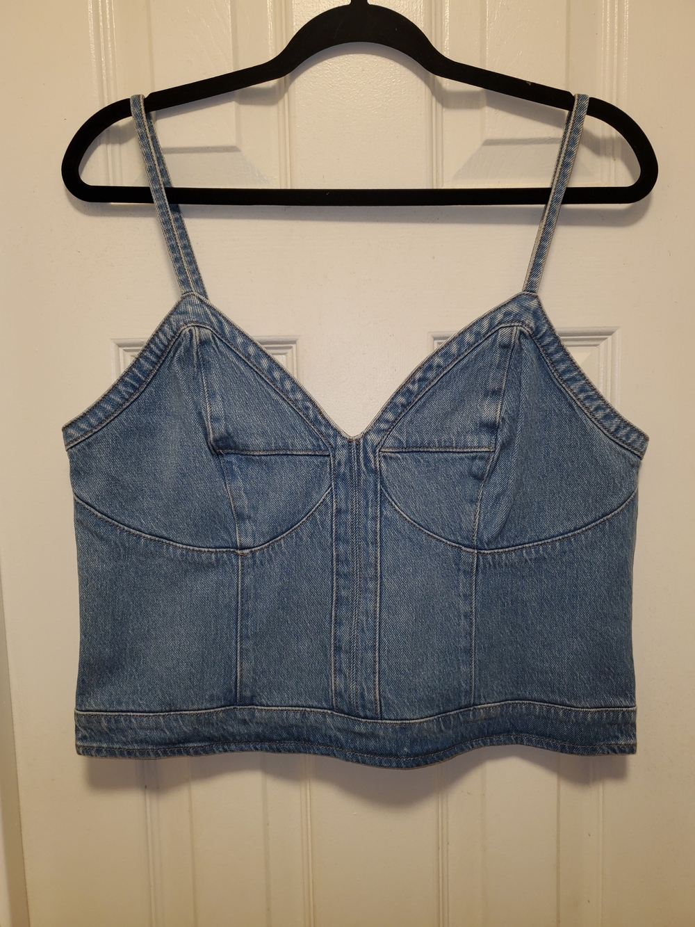 Express Light Blue Denim Bustier Tank Crop Top